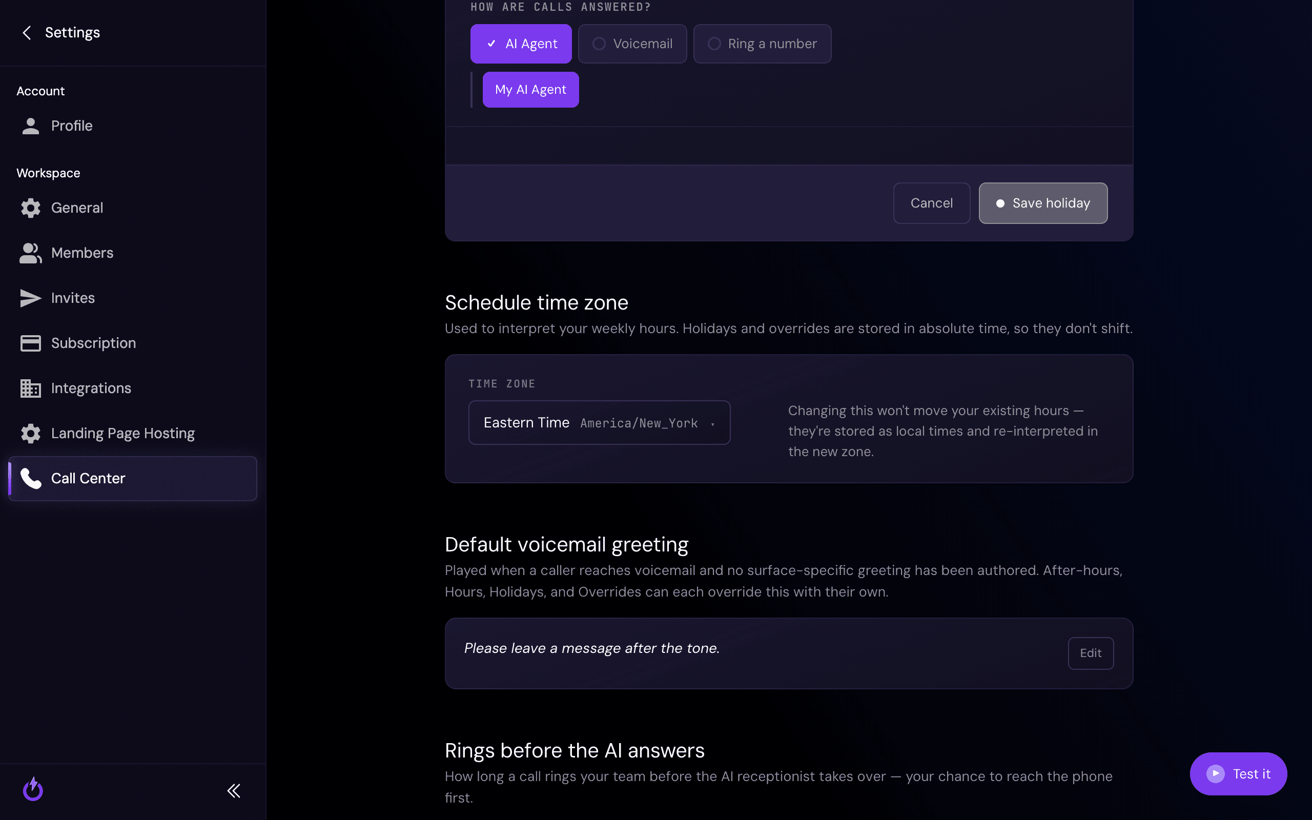 The Schedule time zone setting