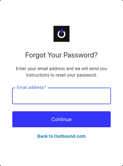 The Forgot Your Password screen with an email address field